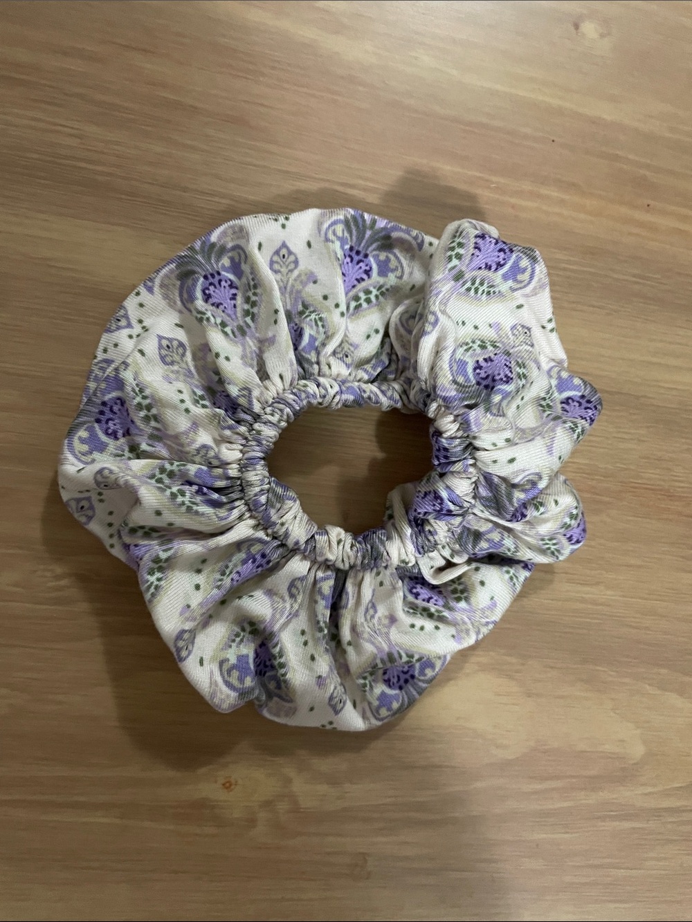 Lavender Paisley Fabric Scrunchie - Women's Hair Accessory